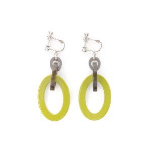 イヤリング・ピアス  オーバル・カラー / グリーン [E056G]
